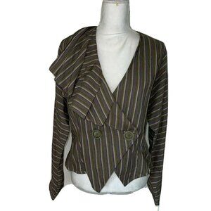 Womens Jacket Size Medium M Vintage Dolman Sleeve Weight Double Button Ruffle